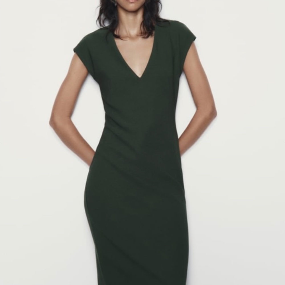V-NECK MIDI DRESS  - NEW W/TAGS
